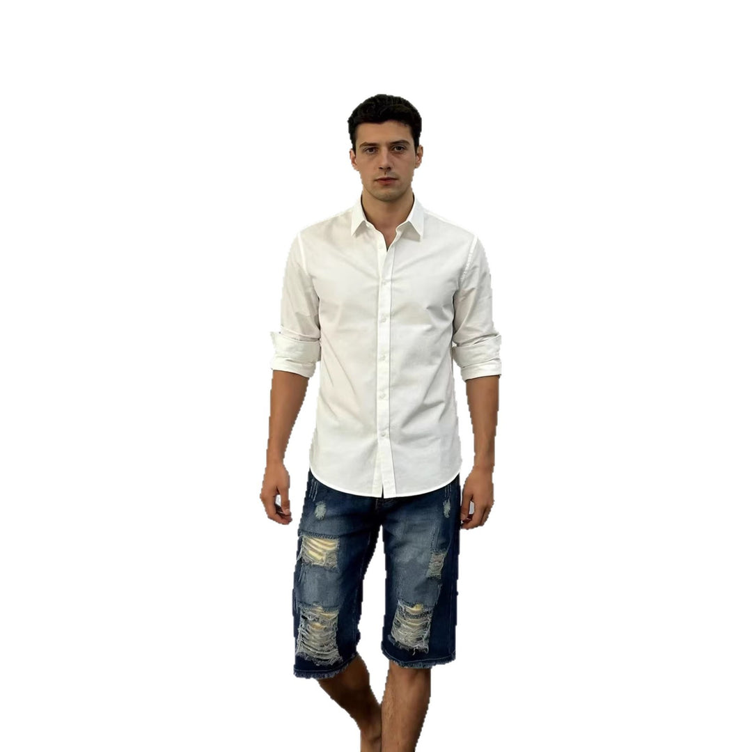 Herren lässige destroyed Jeansshorts mit fransigen Abschlüssen und weitem Bein Lisslune