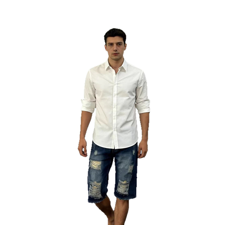 Herren lässige destroyed Jeansshorts mit fransigen Abschlüssen und weitem Bein Lisslune