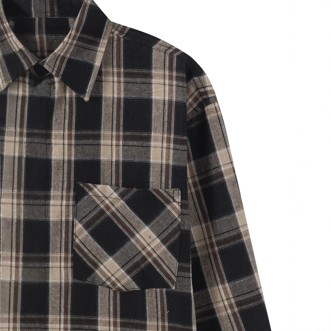 Men's Casual Long Sleeve Shirt with Checked Pattern Lisslune