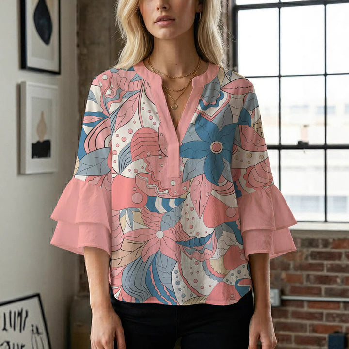 Women's flower creation with voluminous ruffled sleeves Lisslune