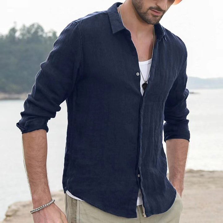 Men's casual linen shirt with a casual cut and breathable texture Lisslune