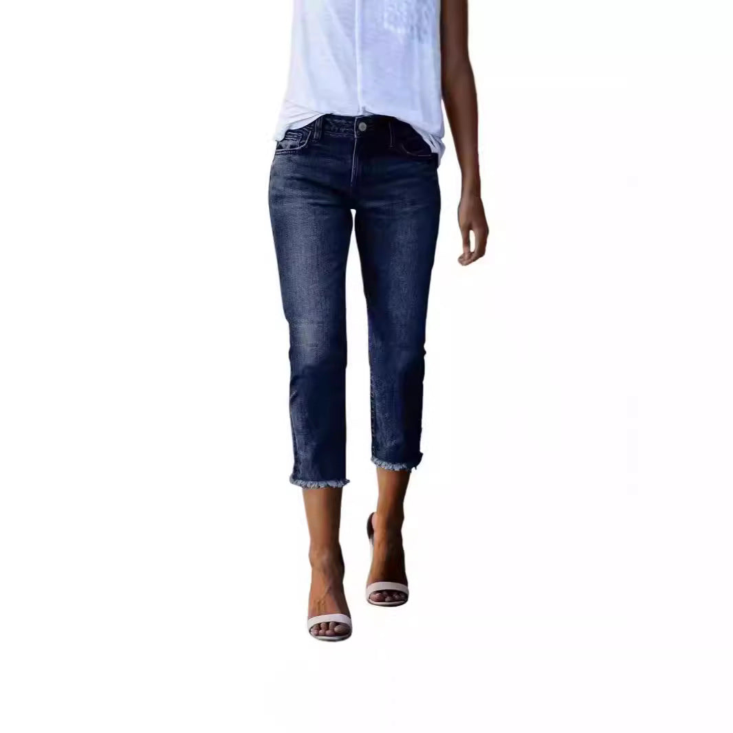 Damen zeitlose Jeans im modernen Schnitt mit cropped Bein Lisslune
