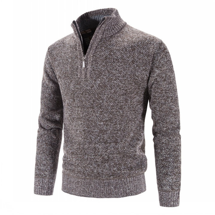 Men's fashionable knit pullover with half zipper and textured design Lisslune