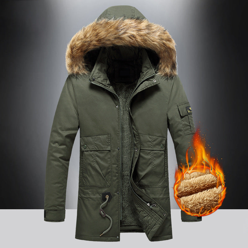 Men's Warm Parka Jacket with Removable Hood and Soft Fleece Lining Lisslune