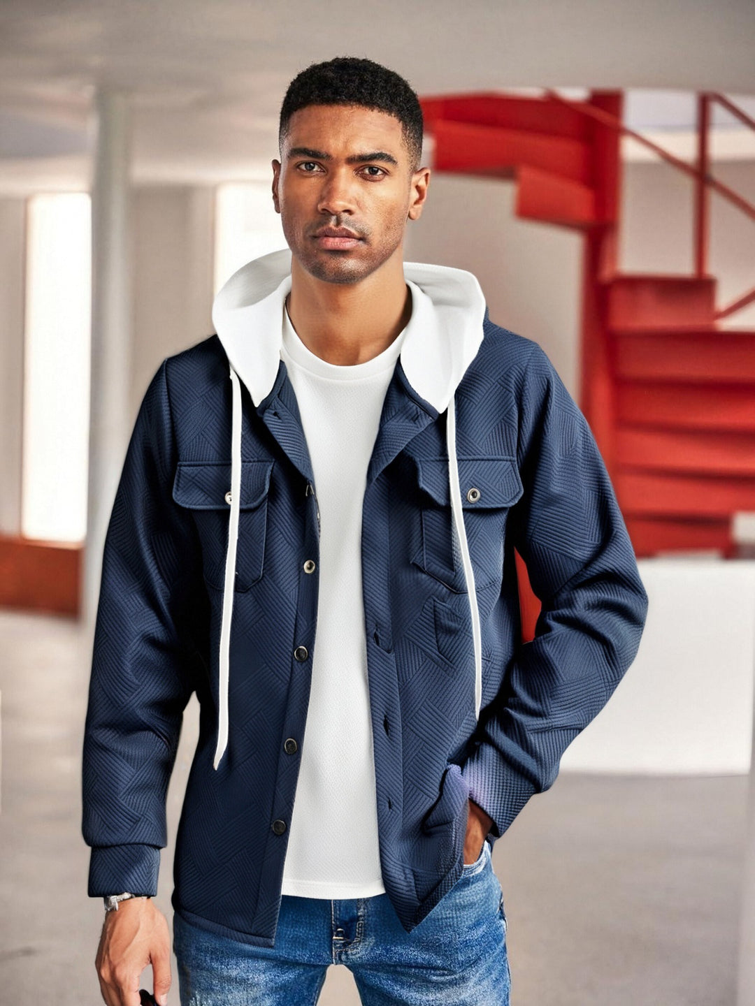 Men's fashionable hybrid jacket with detachable hood and practical pockets Lisslune