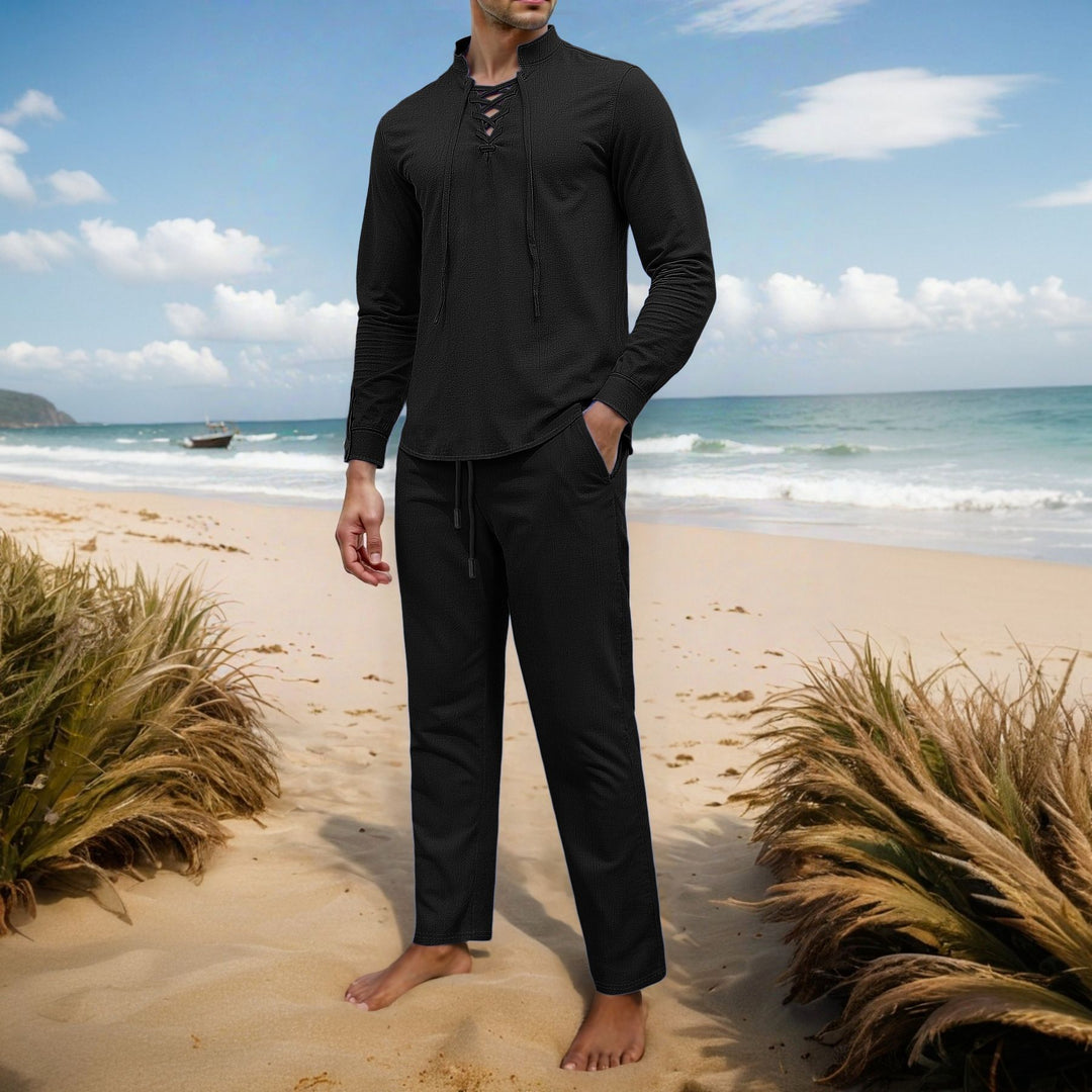 Men's Elegant Leisure Set with Breathable Top and Comfortable Pants Lisslune