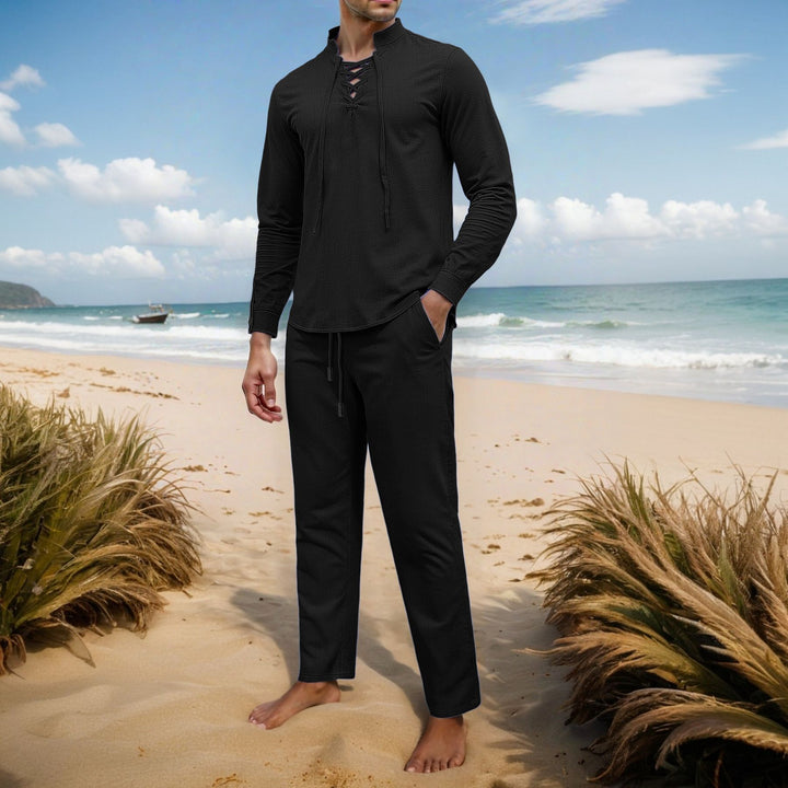 Men's Elegant Leisure Set with Breathable Top and Comfortable Pants Lisslune