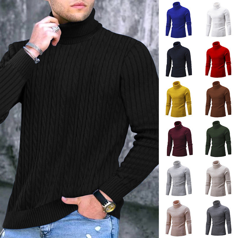 Men's Cable Knit Turtleneck Sweater Lisslune