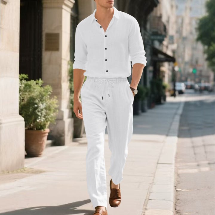 Men's Lightweight Summer Pants with Adjustable Waist and Smooth Woven Pattern Lisslune