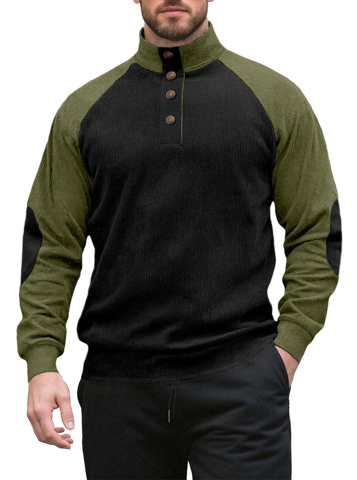 Men's knitted sweater with modern stand-up collar and button placket Lisslune
