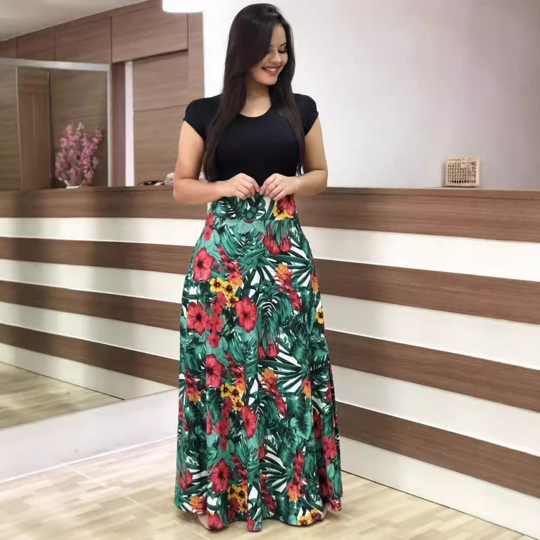 Damen Elegantes Maxikleid mit grafischem Druck und flexiblem Bund Lisslune