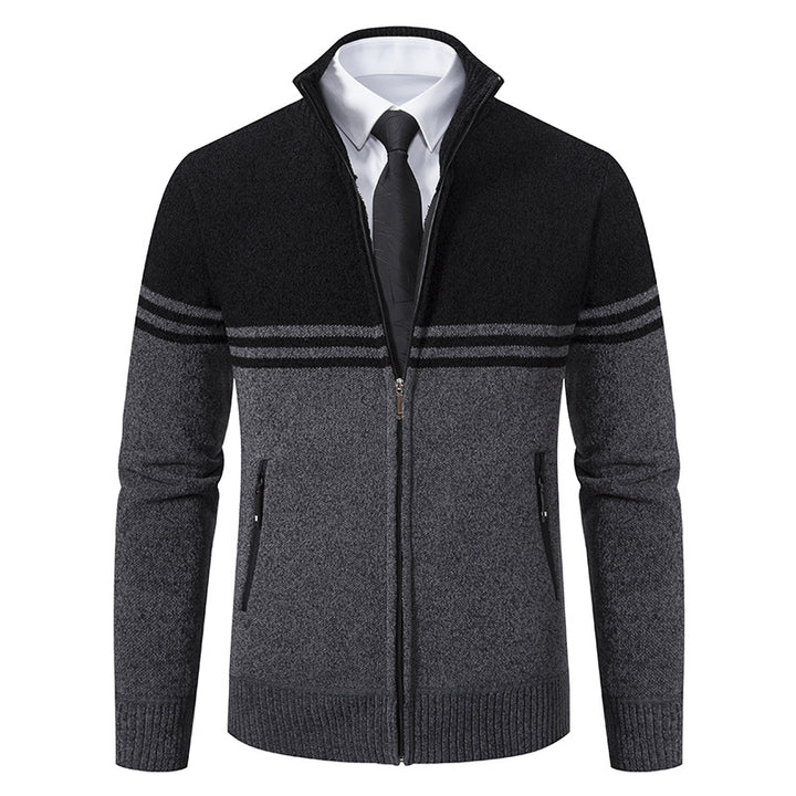 Men's sporty and fashionable zip-up cardigan with contrasting stripes Lisslune