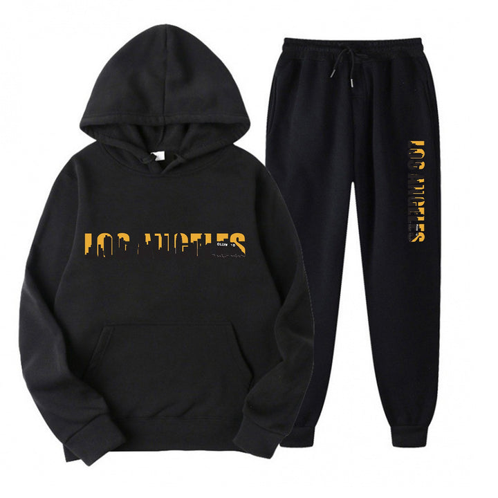 Women's leisure hoodie and jogging pants set with casual Los Angeles lettering Lisslune