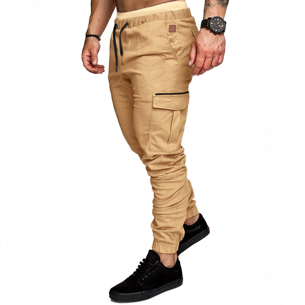 Men's Stylish Cargo Pants with Elastic Waistband and Practical Pockets Lisslune