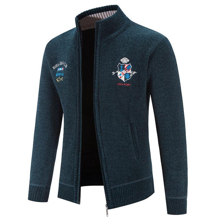 Men's fashionable cardigan with high collar and intricate embroidery Lisslune