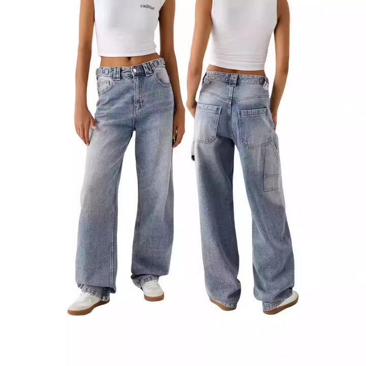Damen weite High-Waist Jeans mit elegantem Schnitt und lässigem Design Lisslune