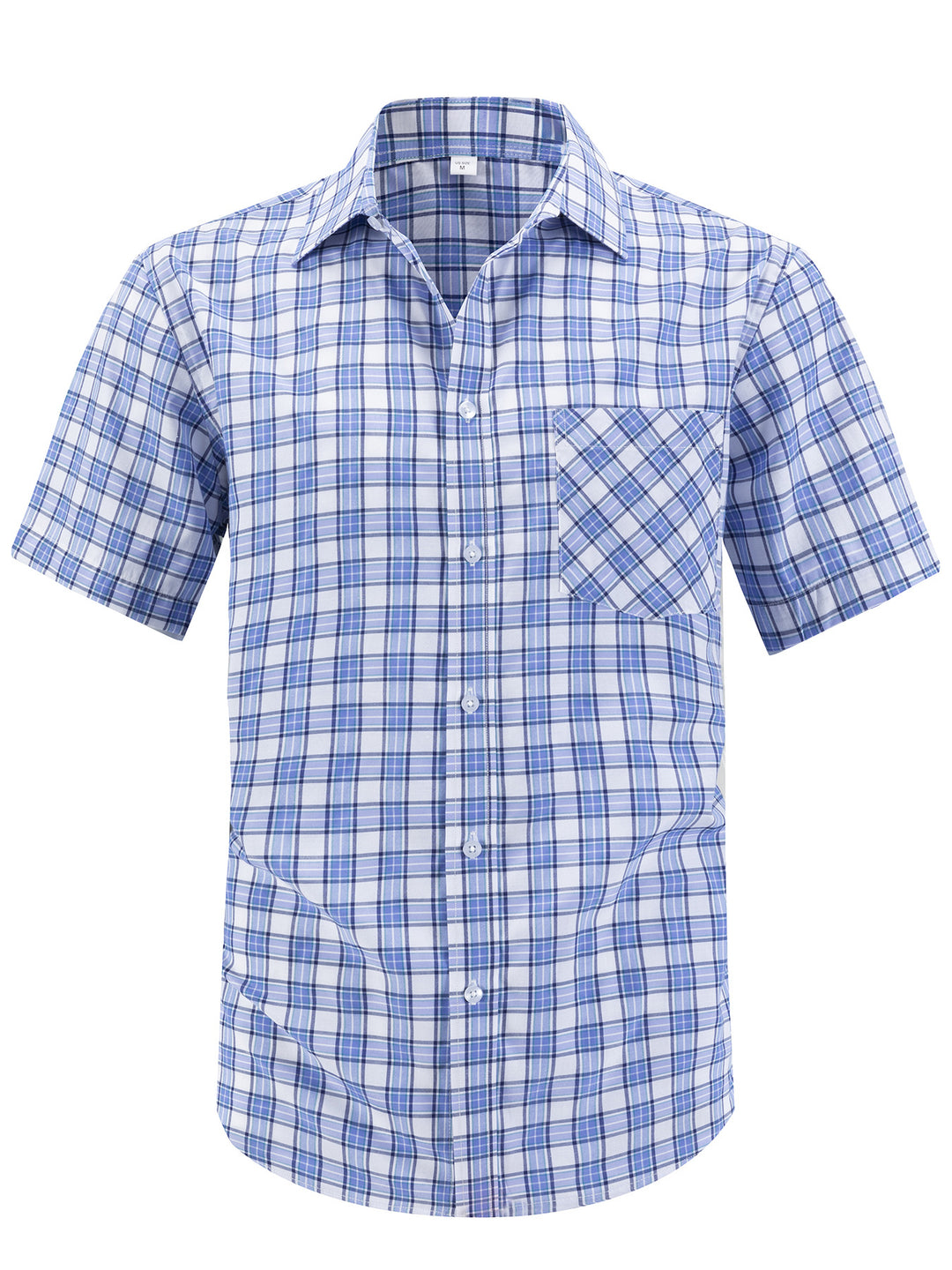 Men's casual short-sleeve shirt with classic check pattern and chest pocket Lisslune