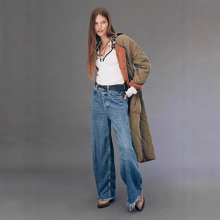Damenweite High-Waist-Jeans Lisslune
