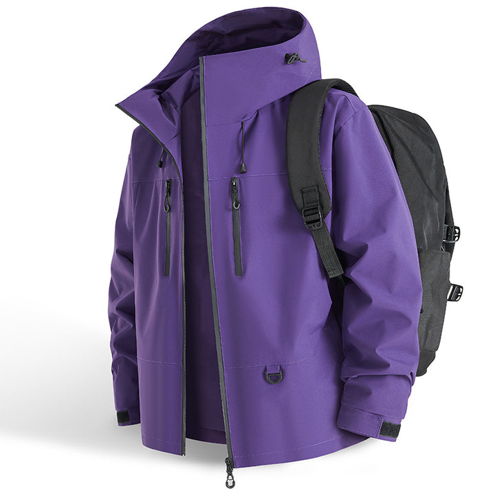 Men's Waterproof Outdoor Jacket with Adjustable Hood and Practical Zip Lisslune