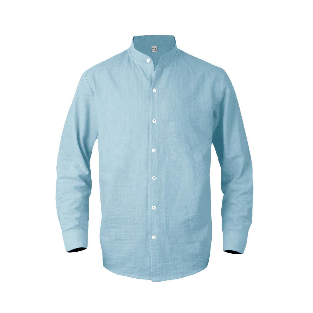 Men's modern shirt with narrow stripes and stand-up collar Lisslune