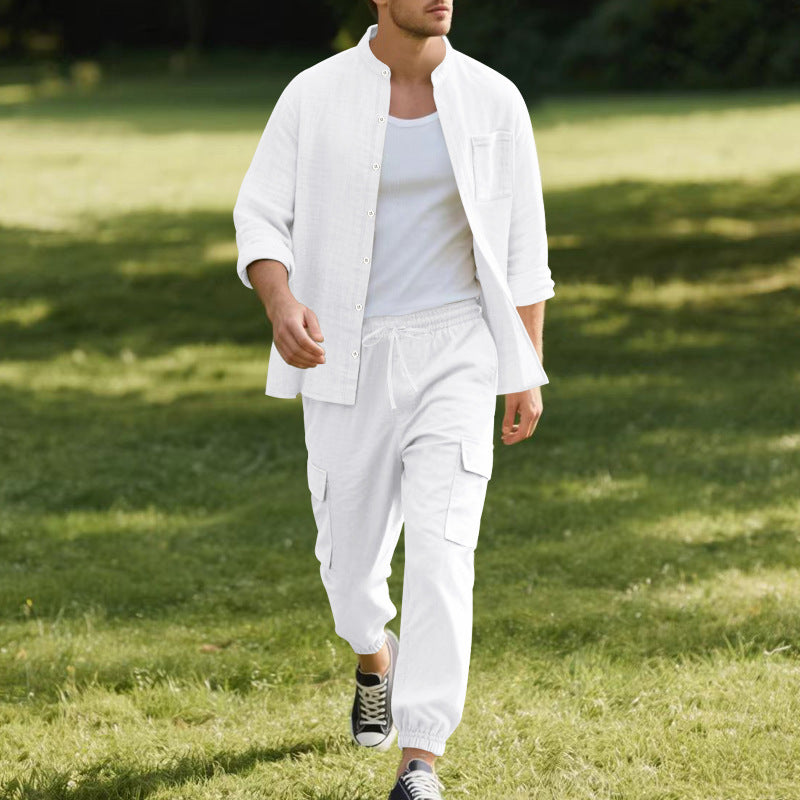 Men's casual cargo pants with elastic waistband and practical side pockets Lisslune