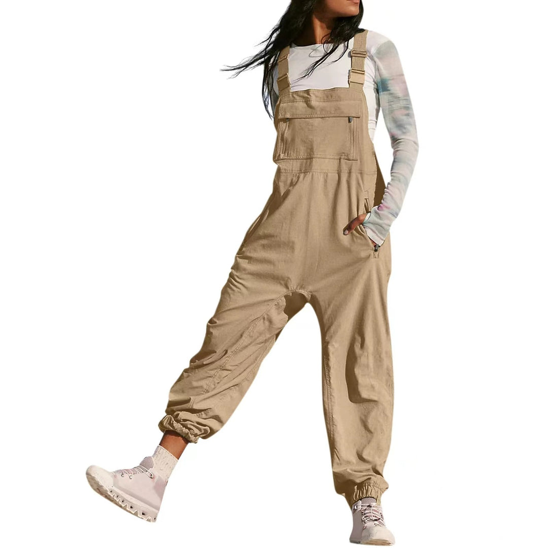 Women's Casual Jumpsuit with Practical Pockets and Elastic Hem Lisslune