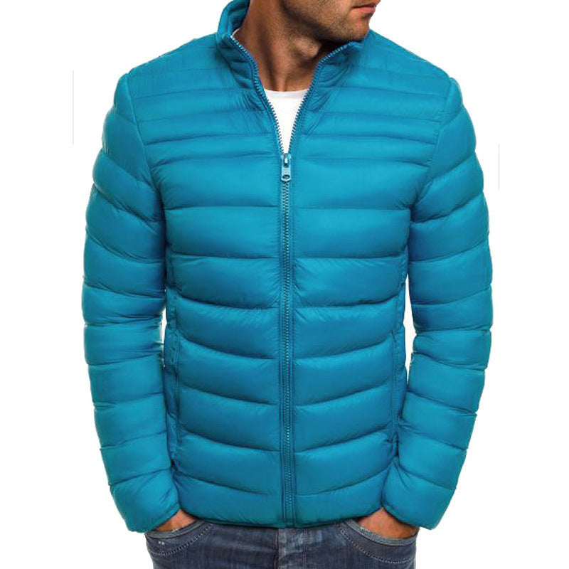 Men's fashionable quilted jacket with high collar and side zip pockets Lisslune