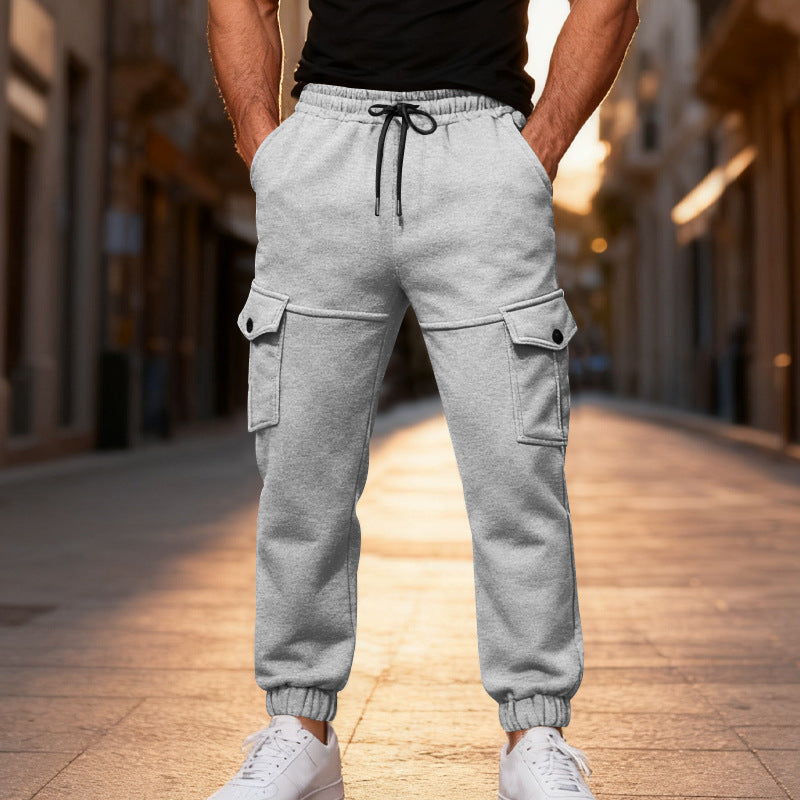Men's cargo jogger pants with elastic waistband and practical side pockets Lisslune