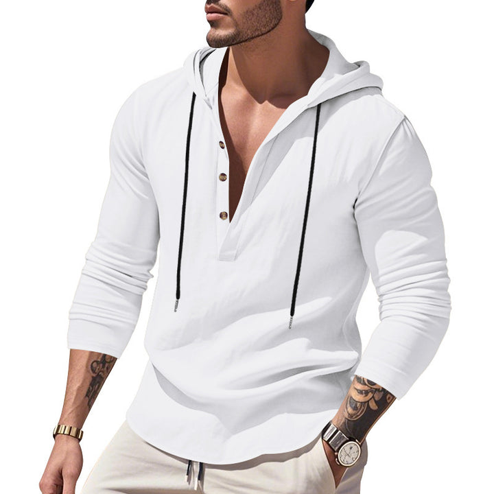 Men's casual hoodie shirt with modern button placket design Lisslune