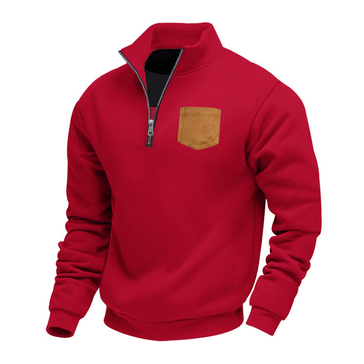 Men's fleece pullover with contrasting zipper and practical chest pocket Lisslune