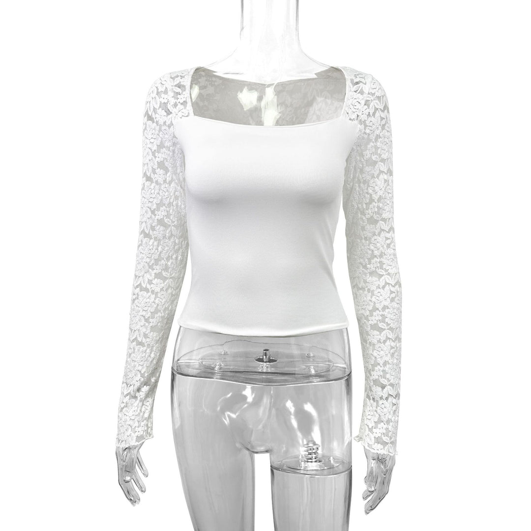 Damen Elegantes Oberteil mit Spitzenärmeln Lisslune
