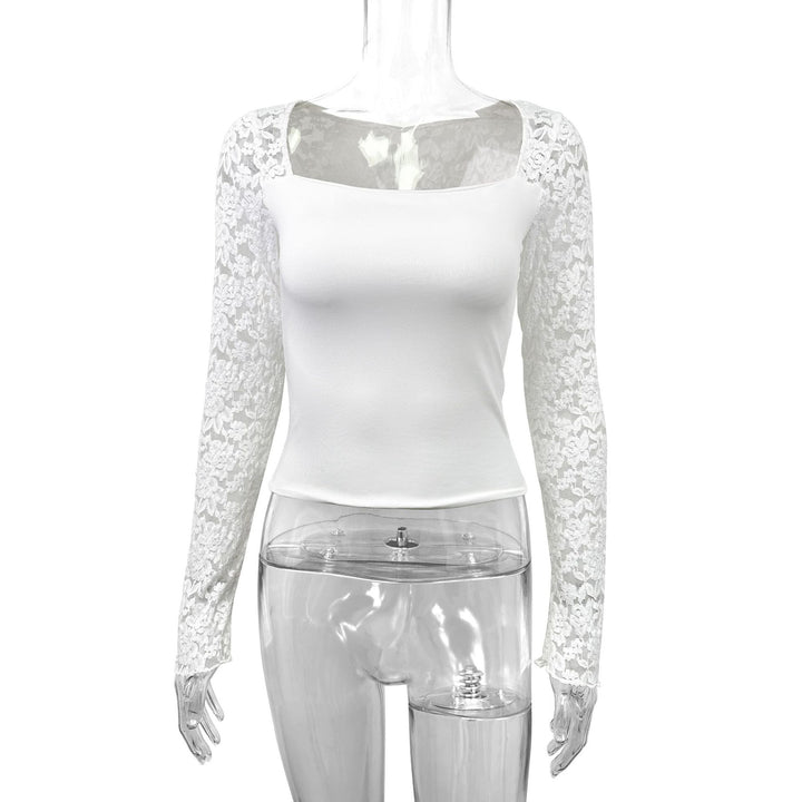 Damen Elegantes Oberteil mit Spitzenärmeln Lisslune