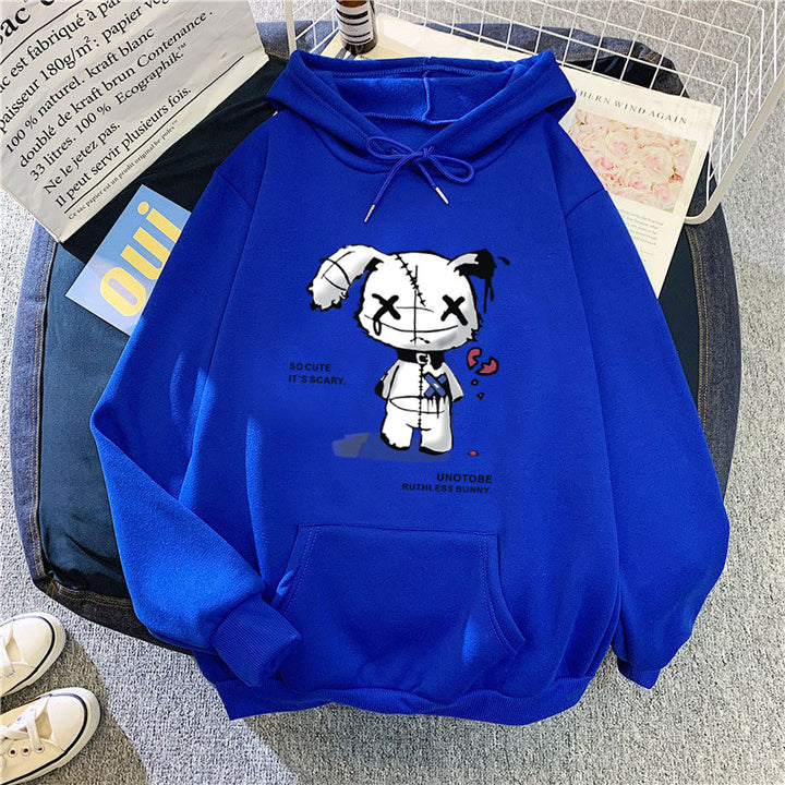 Ladies hooded sweatshirt with unique cartoon design and cozy inner lining Lisslune