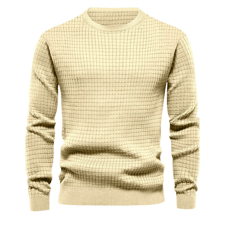 Men's high-quality knit sweater with textured design and classic round neck Lisslune