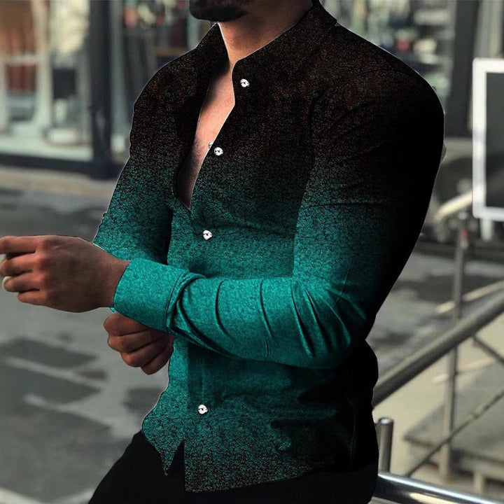 Men's Long Sleeve Shirt with Modern Gradient andElegant Button Details Lisslune