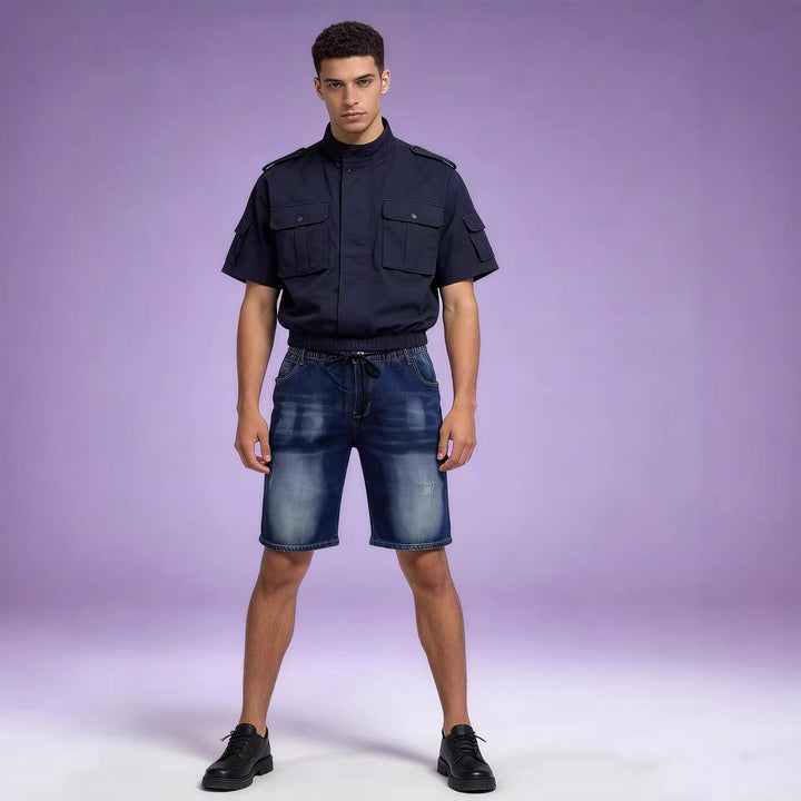 Herren bequeme Denim-Shorts mit elastischem Bund und lässigem Design Lisslune