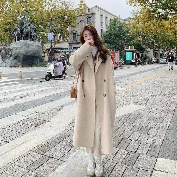 Women Elegant Double-Breasted Wool Coat Lisslune