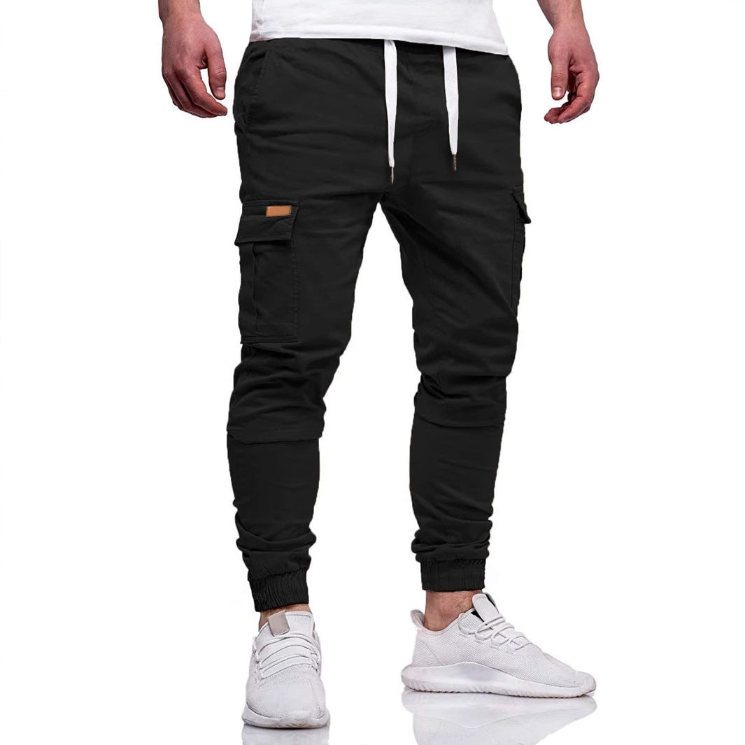 Men's Cargo Jogging Pants with Elastic Waistband and Multiple Pockets Lisslune