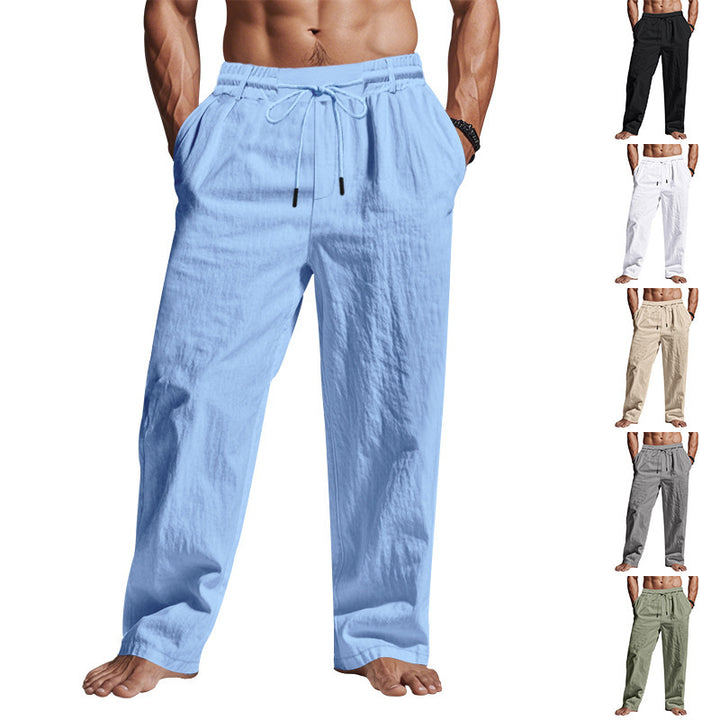 Men's casual beach pants with adjustable drawstring and practical side pockets Lisslune
