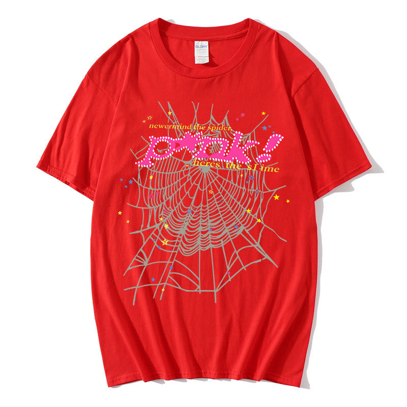 Women's casual T-shirt with creative spider web design Lisslune