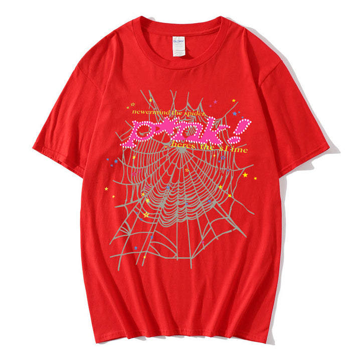 Women's casual T-shirt with creative spider web design Lisslune