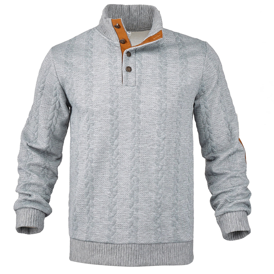 Men's fashionable knitted sweater with button placket and contrast details Lisslune