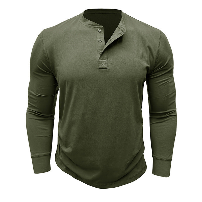 Men's Long Sleeve Henley Shirt with Stylish Buttons and High-Quality Cotton Blend Lisslune