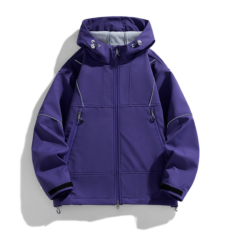 Men's Technical Outdoor Jacket with Adjustable Hood Collar and Practical Zip Pockets Lisslune