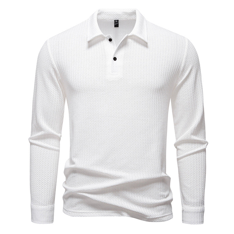 Men's Long Sleeve Polo Shirt made of textured cotton Lisslune