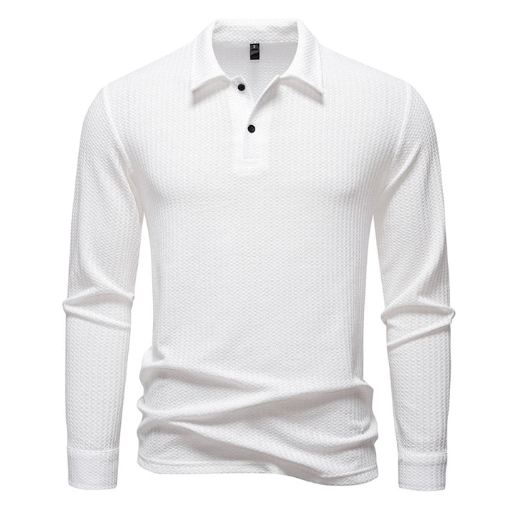 Men's Long Sleeve Polo Shirt made of textured cotton Lisslune