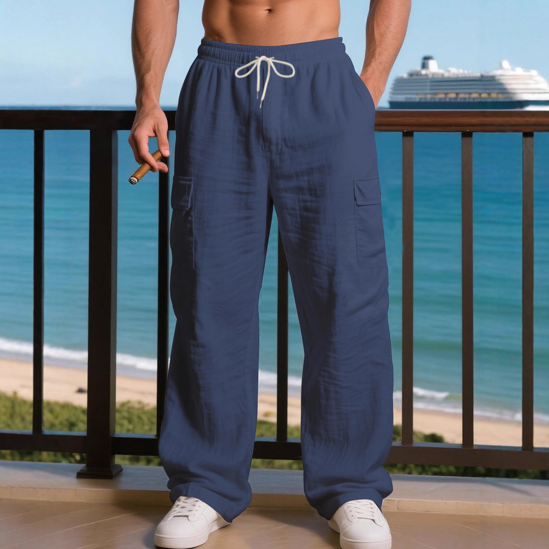 Men's relaxed cargo pants with elastic waistband and practical side pockets Lisslune