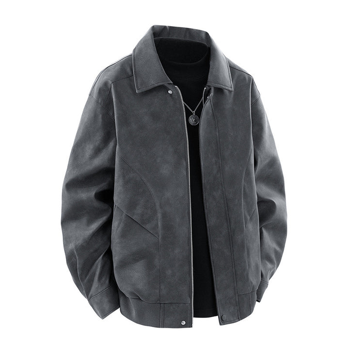 Men's stylish synthetic leather jacket with elegant design and practical zip pockets Lisslune