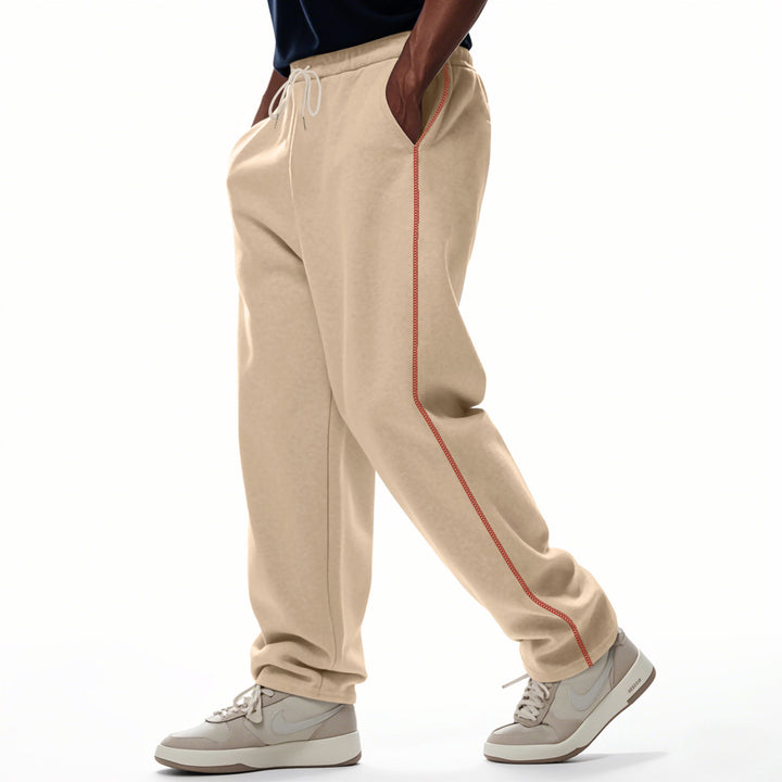 Men's sporty leisure pants with side contrast seams and drawstring Lisslune