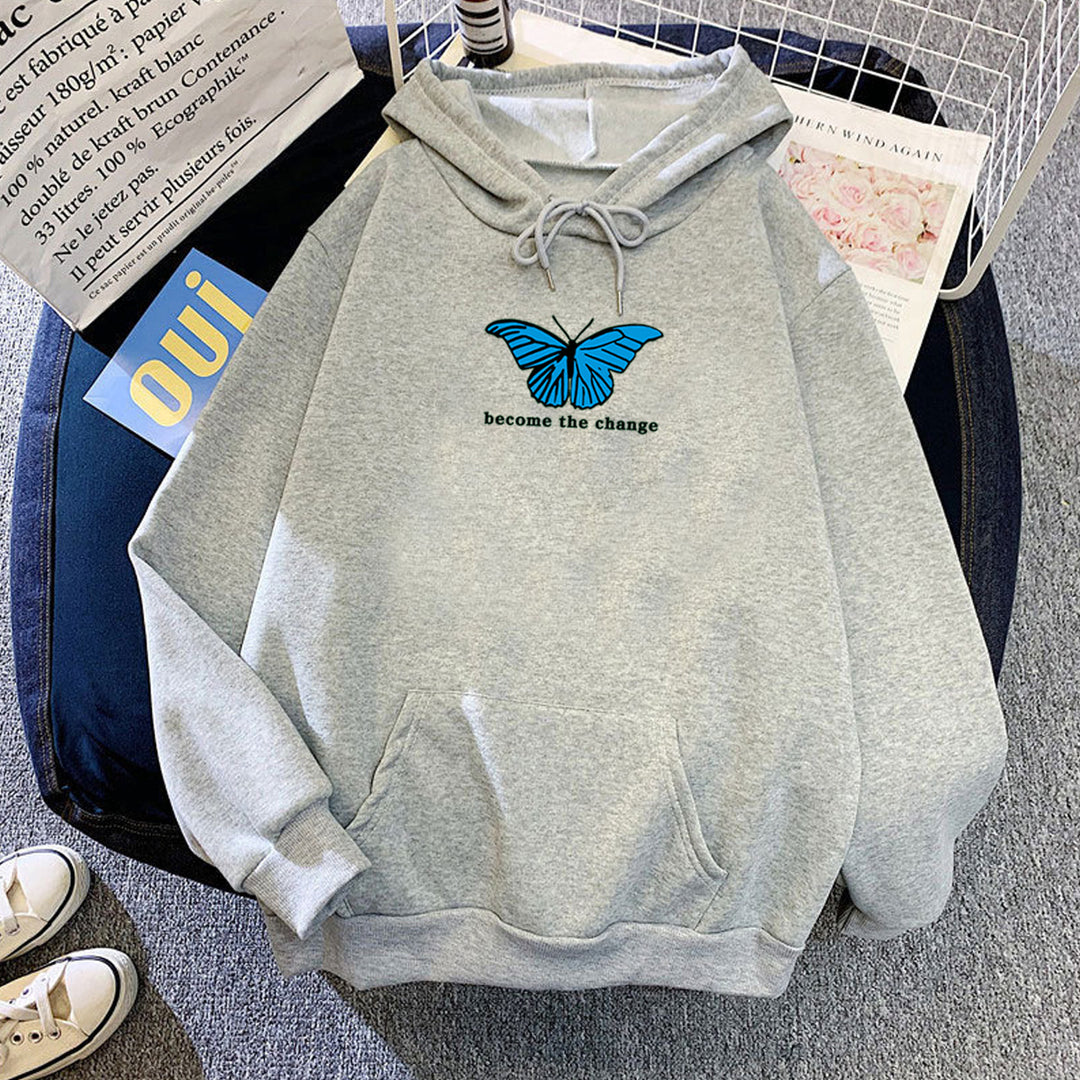 Women's hoodie with modern butterfly motif and inspiring inscription Lisslune